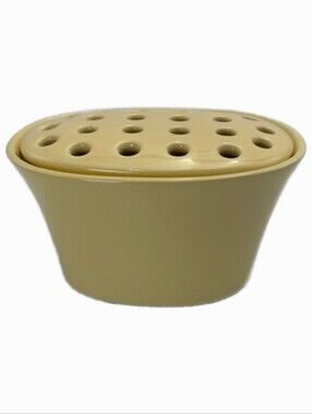 Southern Living At Home Vintage Butter Yellow Ceramic Oval Flower Frog Vase